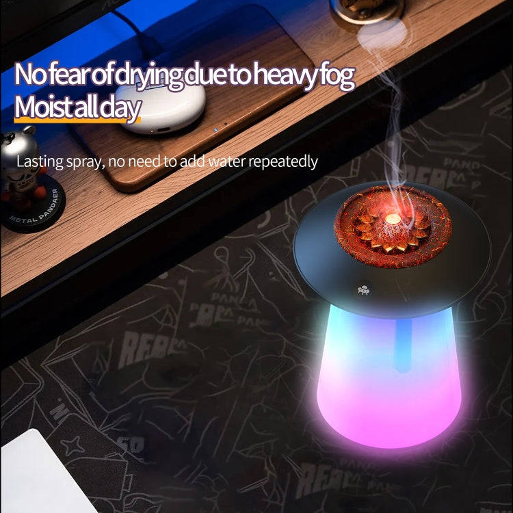HX126 Sound Pickup RGB Light Volcano Humidifier Simulated Flame Aromatherapy Machine, Color: White