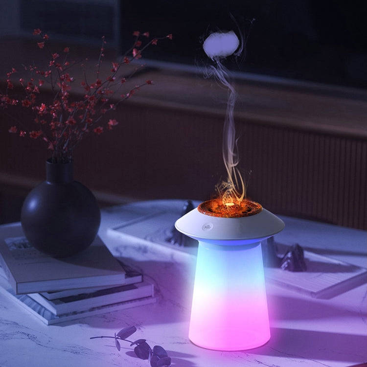 HX126 Sound Pickup RGB Light Volcano Humidifier Simulated Flame Aromatherapy Machine, Color: Black