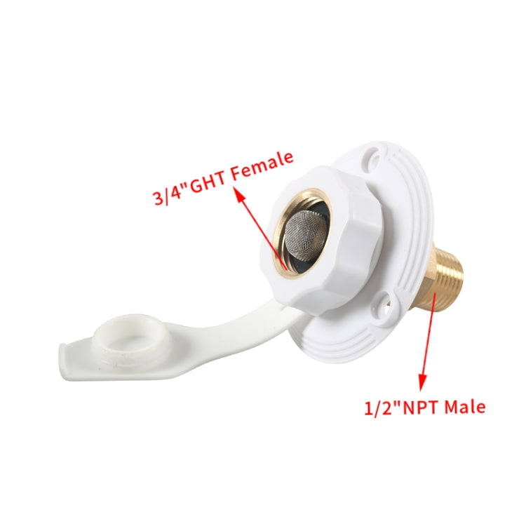 Brass Water Inlet Check Valve For Yacht RV With Adapter(White)