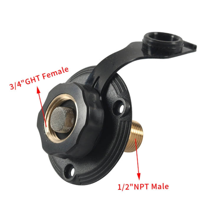 Brass Water Inlet Check Valve For Yacht RV With Adapter(Black)