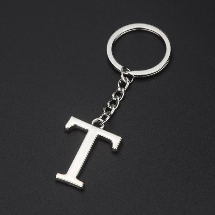 Double-Sided Three-Dimensional Plating Alphabet Keychain, Style: T