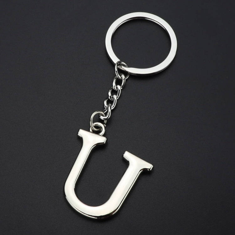 Double-Sided Three-Dimensional Plating Alphabet Keychain, Style: U