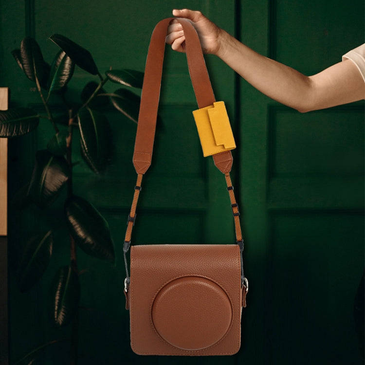 Universal PU Leather Shoulder Strap For SLR Cameras With Card Holder(Brown)