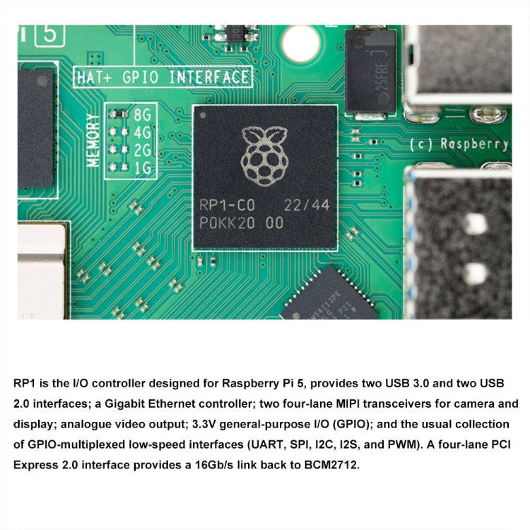 Waveshare For Raspberry Pi 5 2.4GHz Quad-Core BCM2712 Processor Development Board, Spec: 2GB