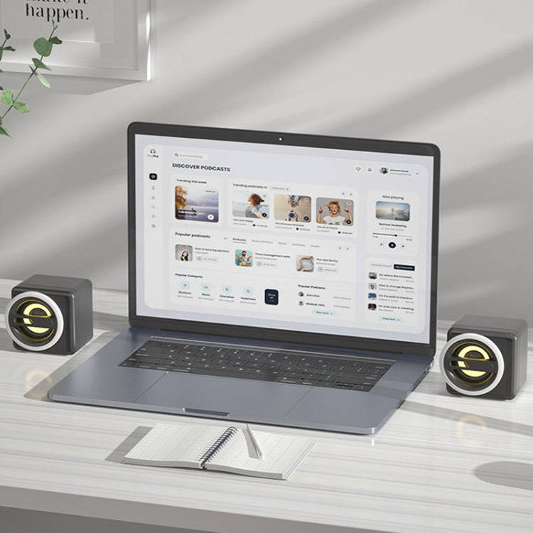 K1 Mini Desktop Computer Wired Speakers USB Subwoofer Speaker, Color: Light Edition Black