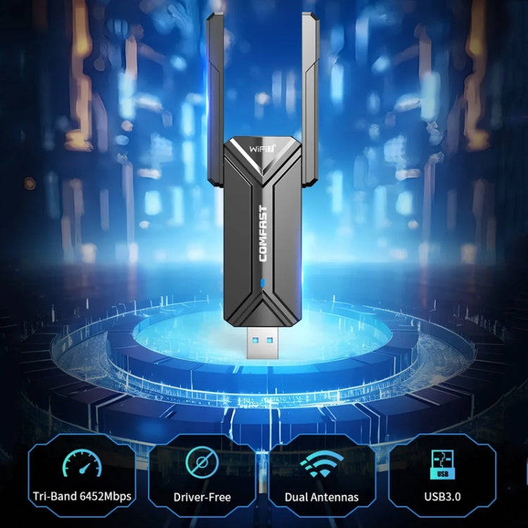 COMFAST CF-983BE WiFi7 Tri-Band 6500Mbps USB Wireless Network Adapter PC Network Card