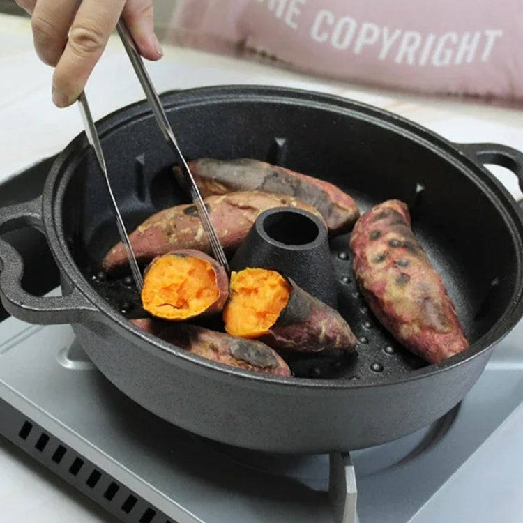 25cm Cast Iron Sukiyaki Pot Roast Sweet Potato Pot Round Barbecue Grill Pan With Lid Turkey Roast...