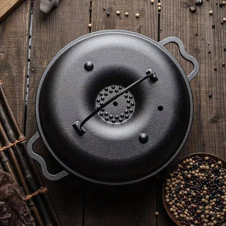 25cm Cast Iron Sukiyaki Pot Roast Sweet Potato Pot Round Barbecue Grill Pan With Lid Turkey Roast...