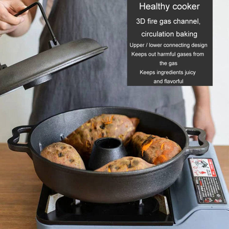 25cm Cast Iron Sukiyaki Pot Roast Sweet Potato Pot Round Barbecue Grill Pan With Lid Turkey Roast...