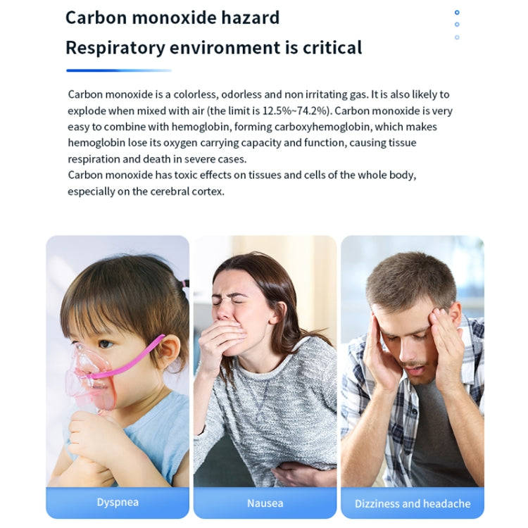 Portable Carbon Monoxide Detector Outdoor Home Detection Alarm(Gray)