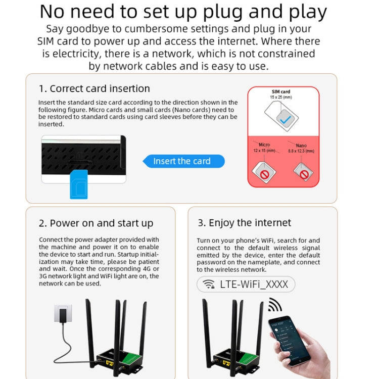 4G Wireless Plug-in Router Detachable Extension Antenna LTE Monitoring Network WiFi Hotspot, EU P...