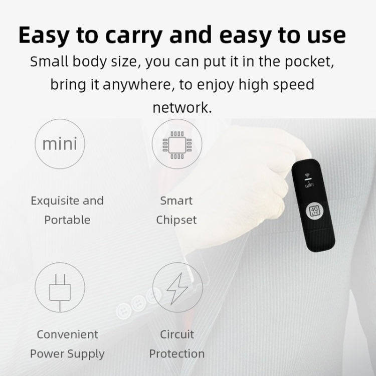 Global Edition 4G UFI LTE WiFi Dongle Wireless Router Plug-in NIC Router(White)