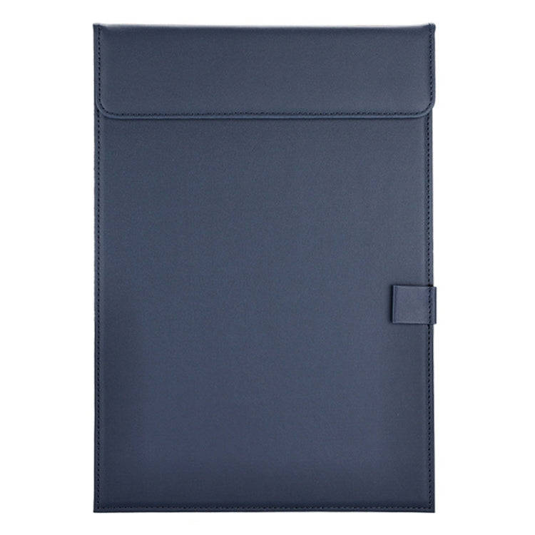 Leather A4 Meeting Clip Pad Business Office Document Clip Board Sticky Note Clip Writing Pad(Blue)