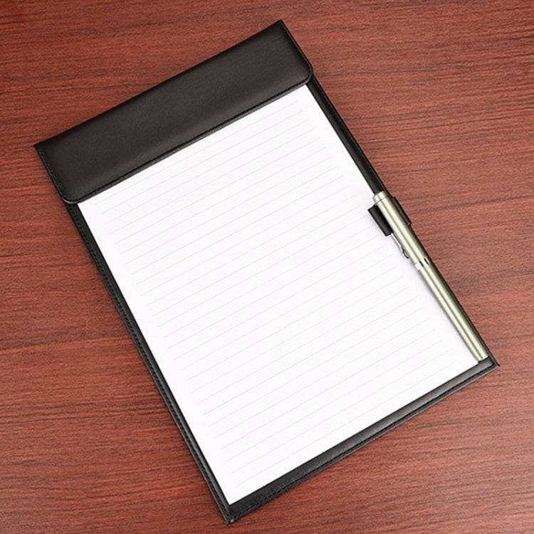 Leather A4 Meeting Clip Pad Business Office Document Clip Board Sticky Note Clip Writing Pad(Blue)