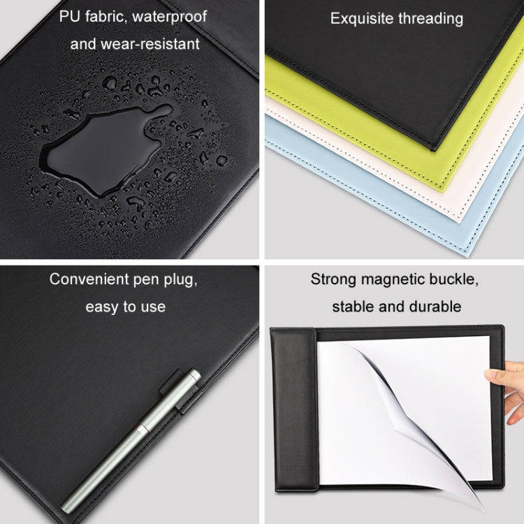 Leather A4 Meeting Clip Pad Business Office Document Clip Board Sticky Note Clip Writing Pad(Coffee)