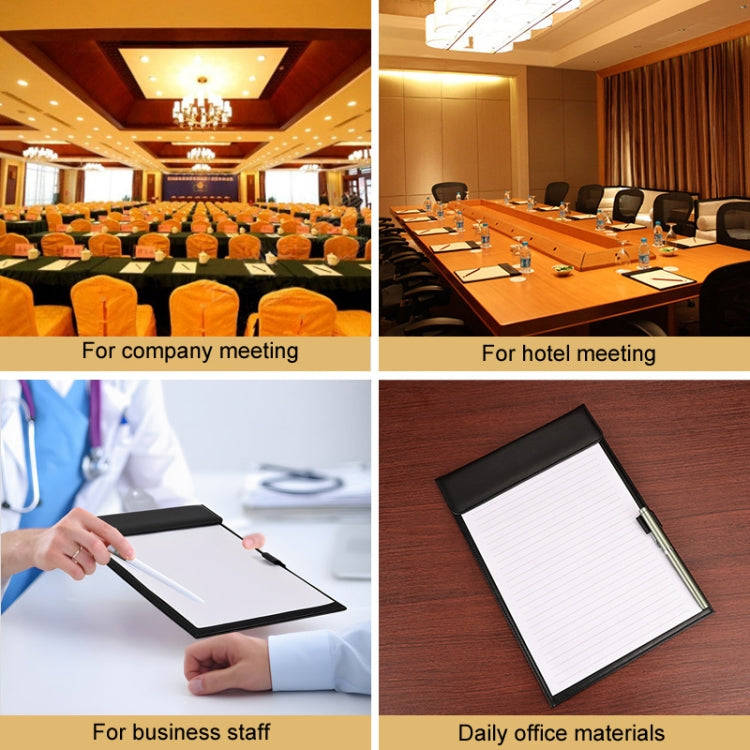 Leather A4 Meeting Clip Pad Business Office Document Clip Board Sticky Note Clip Writing Pad(Coffee)