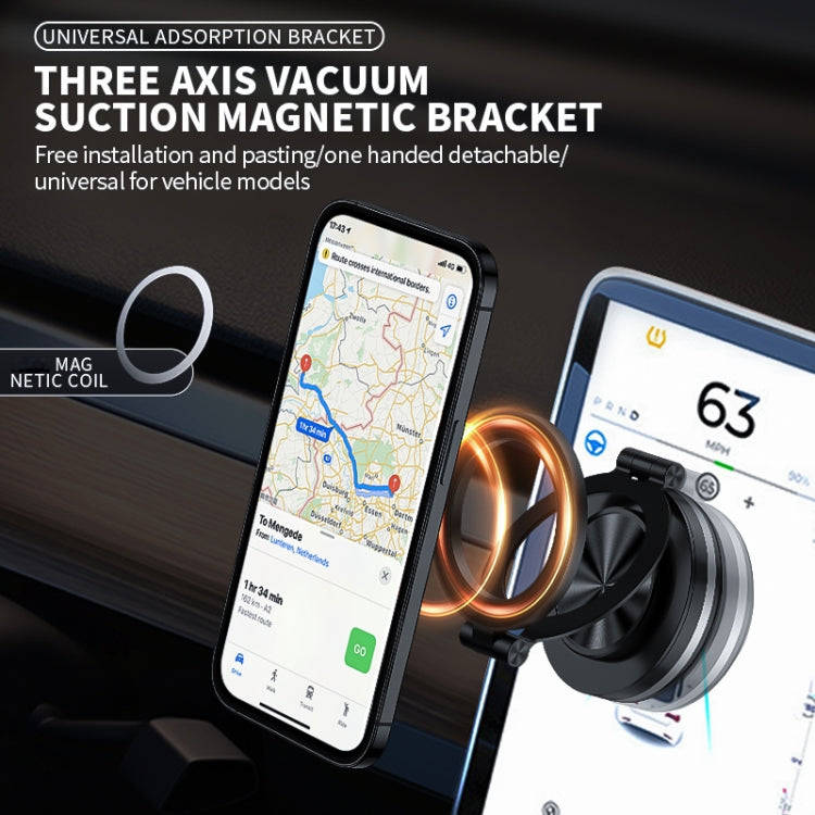 AIMITE C2 Car Vacuum Suction Cup Magnetic Three Axis Linkage Rotatable Cell Phone Holder(Silver)