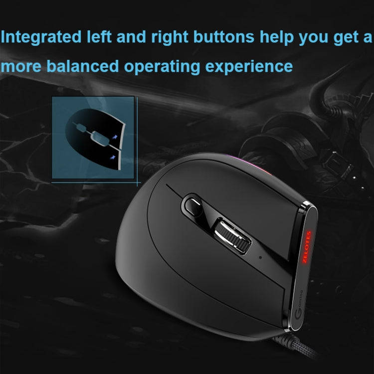 ZELOTES T50 9-Keys RGB Lighting Effect Vertical Grip Ergonomic Programming Wired Mouse(Black)