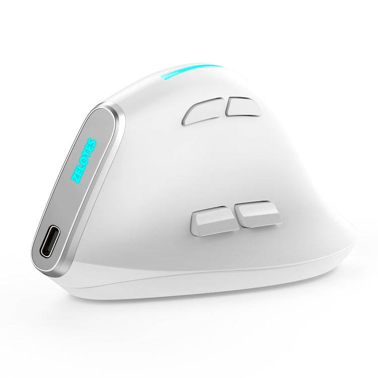 ZELOTES F36 9-Keys Vertical Grip Ergonomic Programming Dual Bluetooth + 2.4G Wireless Mouse(White)