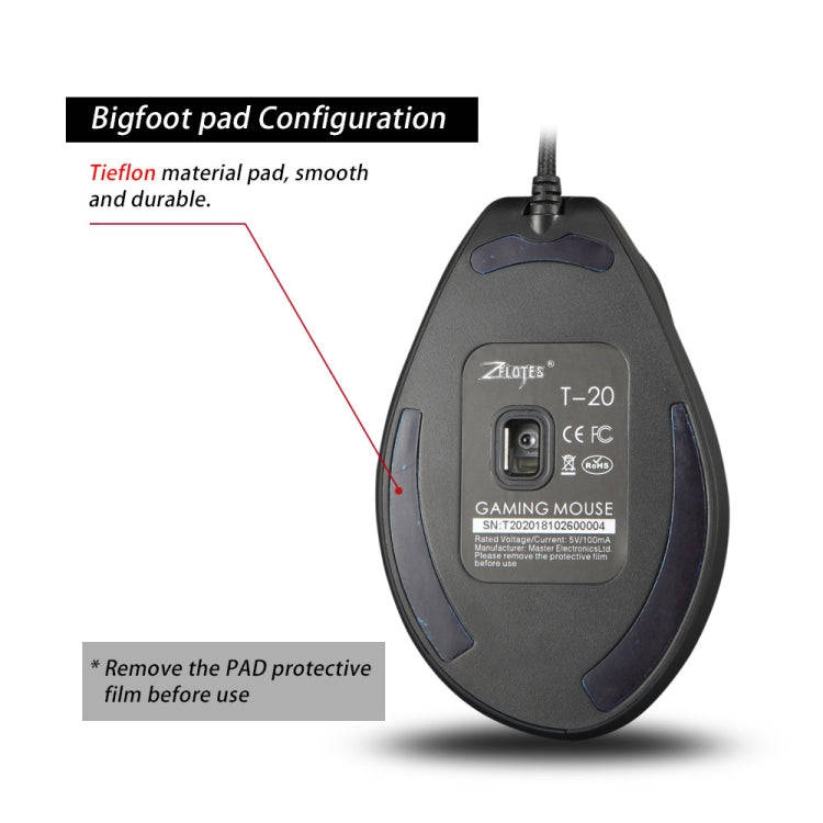 ZELOTES T20 6-Keys Vertical Grip Ergonomic Laptop Wired Mouse(Black)