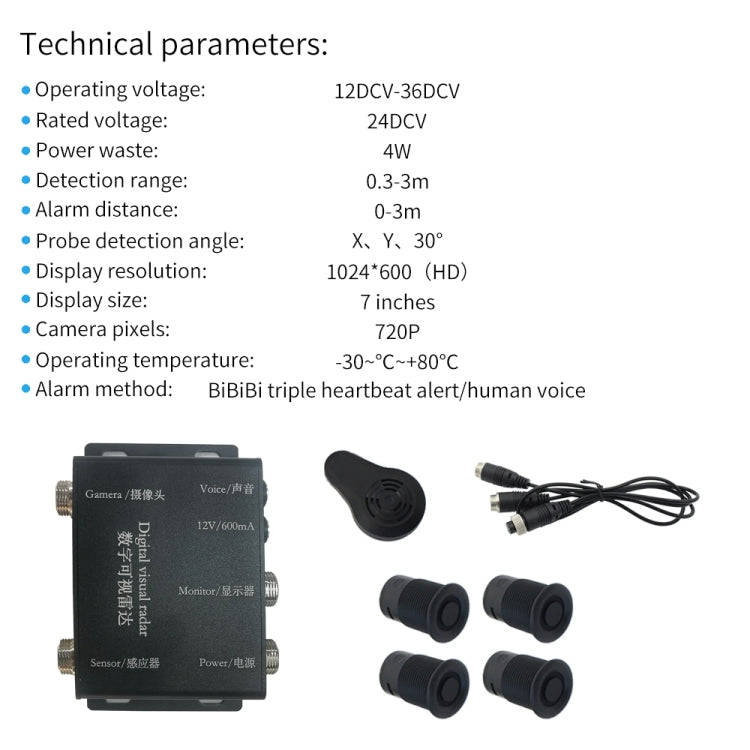 360-degree Detection Reversing Visual AHD Digital Radar(PZ624)