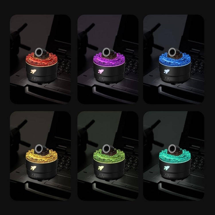 Turret Shape Aromatherapy Humidifier With 3-speed Timer 7-color Atmosphere Light USB Plug Black