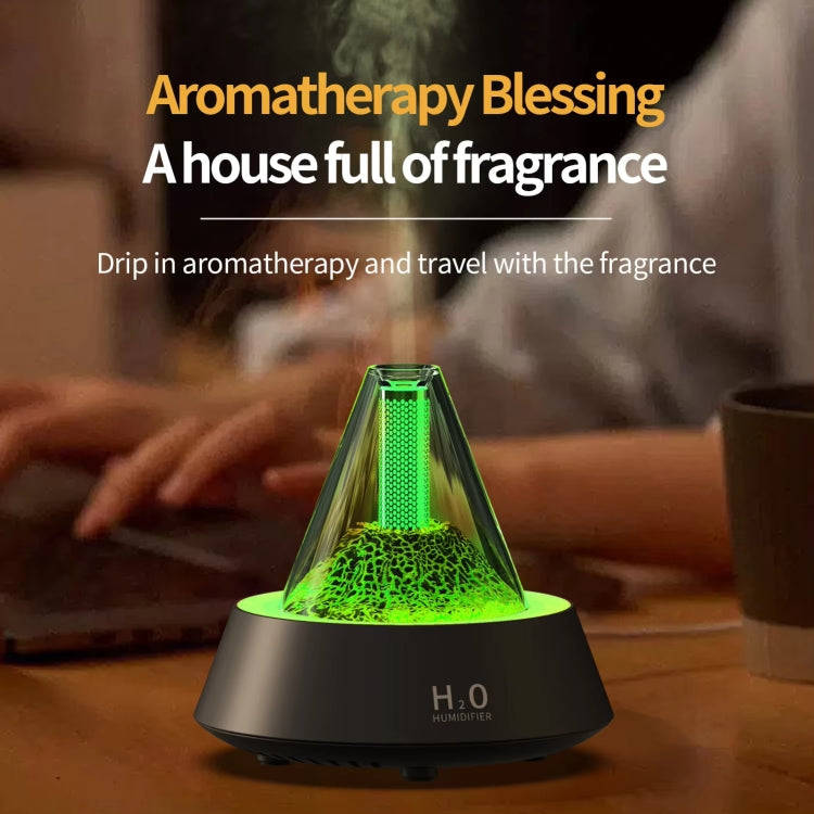 80ml Volcanic Lava Aromatherapy Humidifier With Colorful Lights USB Plug Power(Black)