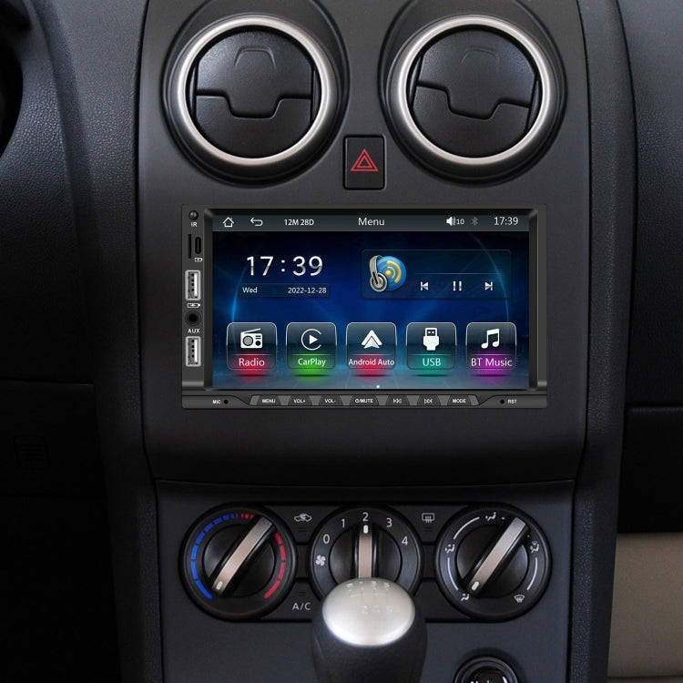 7-inch Double Din Car MP5 Player Support CarPlay/Android Auto/Mirror Link/Bluetooth With 12-light...