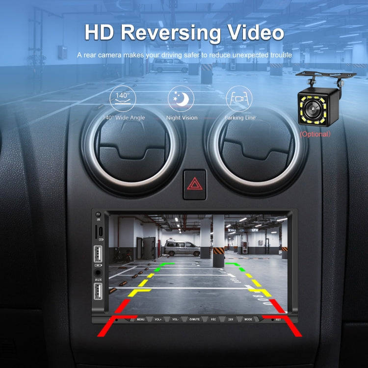7-inch Double Din Car MP5 Player Support CarPlay/Android Auto/Mirror Link/Bluetooth With 12-light...