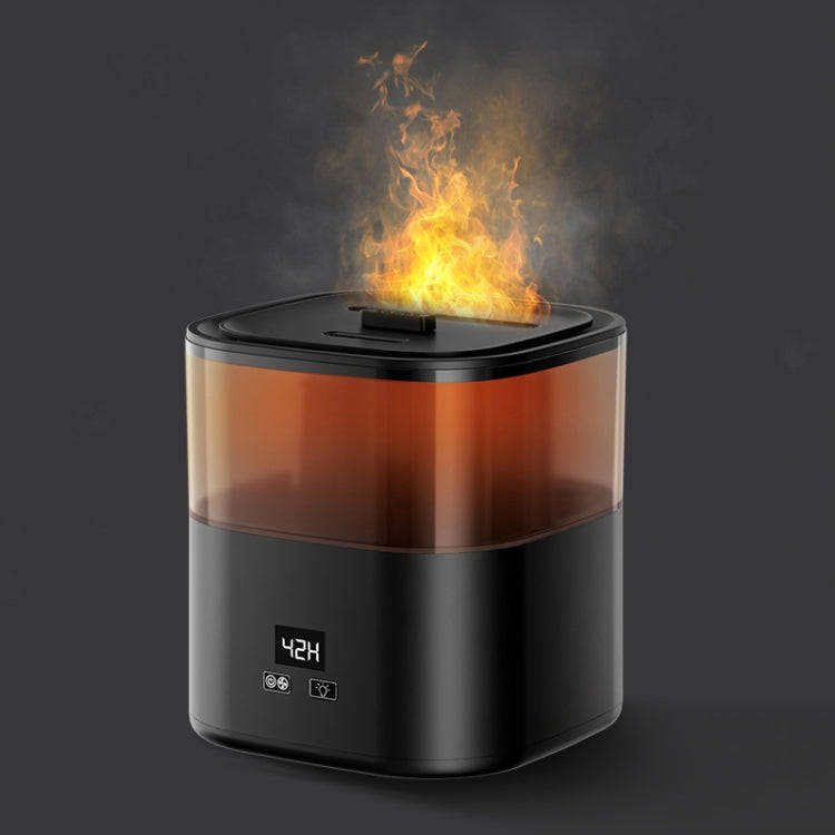 JSQ-58 1.1L large Capacity Digital Display Flame Atomization Humidifier, Color: Matt Black(US Plug)