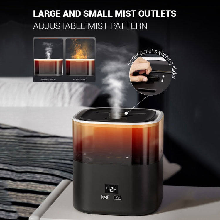 JSQ-58 1.1L large Capacity Digital Display Flame Atomization Humidifier, Color: White(EU Plug)