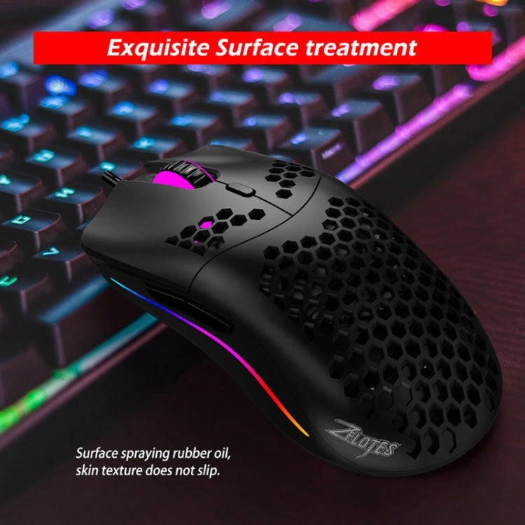 ZELOTES C7 7-buttons RGB Lighting Hollow Computer Office Wired Mouse(Black)