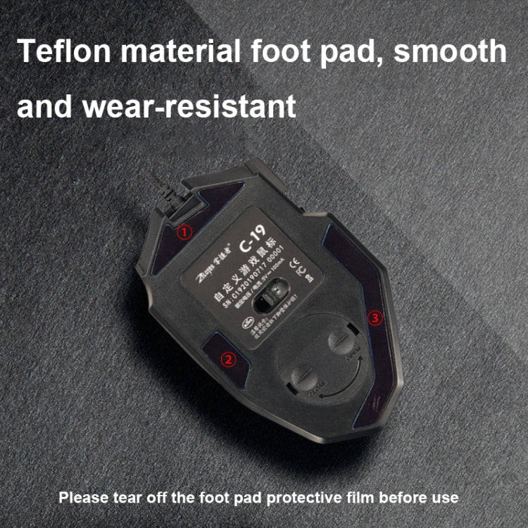 ZELOTES C19 12-Keys Ergonomic Programming Custom Wired Mouse(Black)