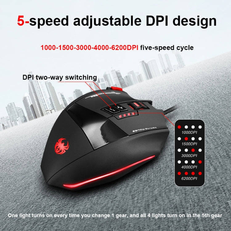 ZELOTES C19 12-Keys Ergonomic Programming Custom Wired Mouse(Black)