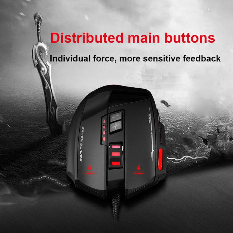 ZELOTES C19 12-Keys Ergonomic Programming Custom Wired Mouse(Black)