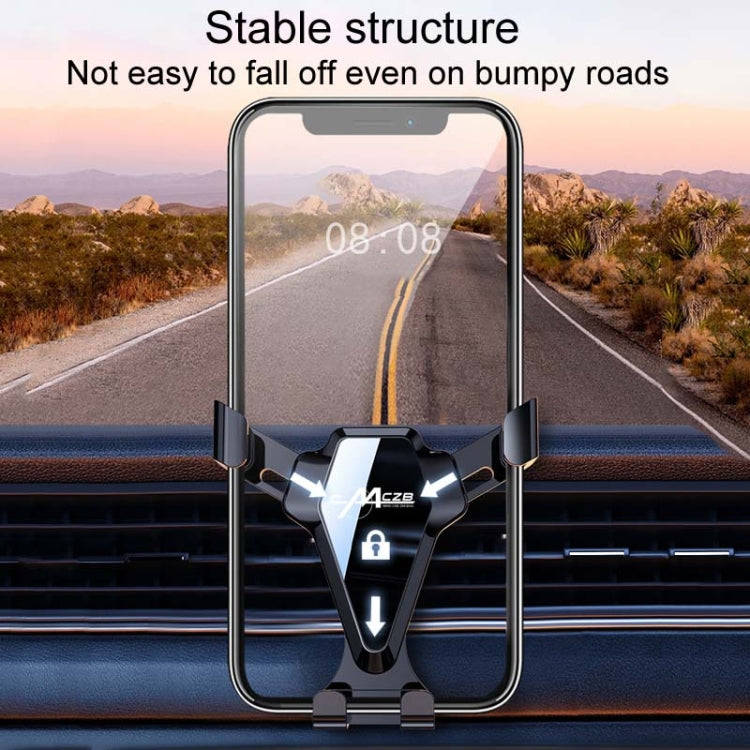 Car Snap-On Air Vent Gravity Cell Phone Navigation Mirror Holder(Silver)