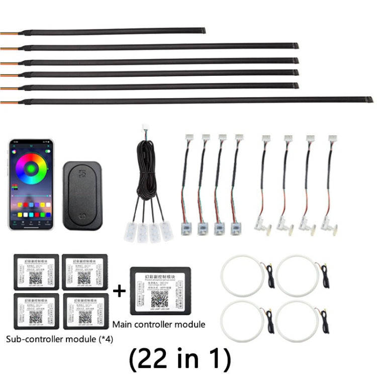 22 in 1 Car Hidden Acrylic LED Colorful Decorative Atmosphere Light Strip