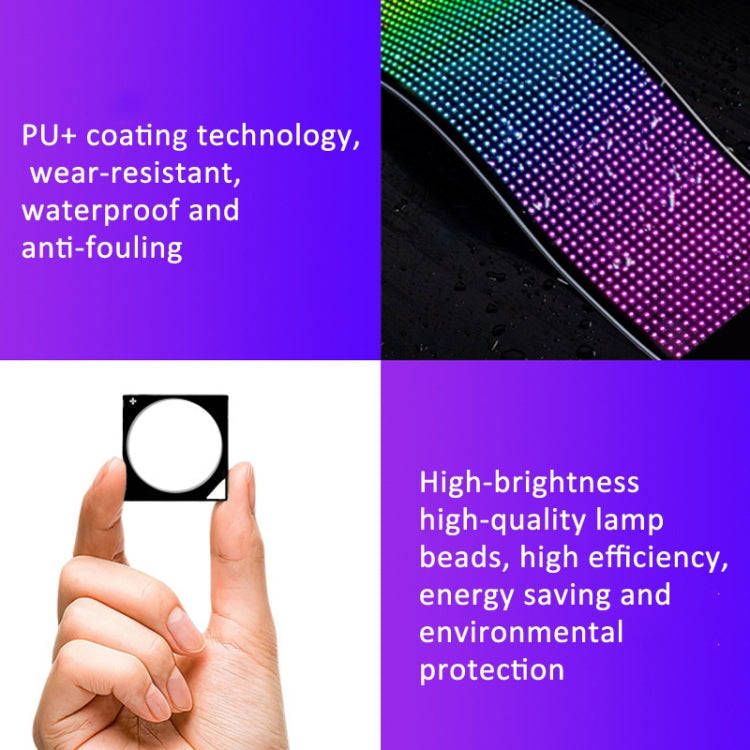 LED Flexible Screen Advertising  Large Screen Supports APP Bluetooth Control 35.4 x 7.6 Inch USB