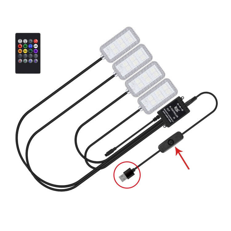 Eight-Color LED Voice Control Car Music Rhythm Atmosphere Light, Specification: 5V USB With Switc...