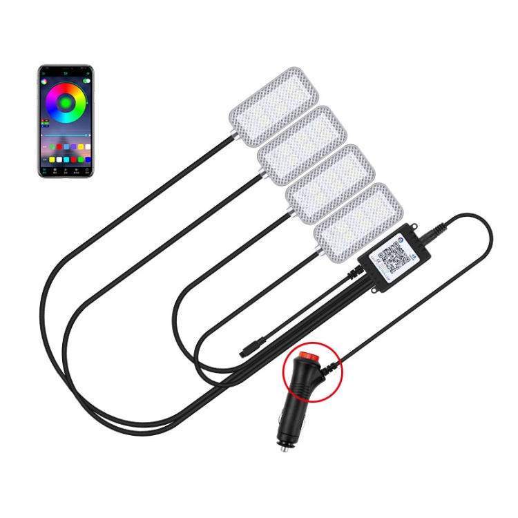 Eight-Color LED Voice Control Car Music Rhythm Atmosphere Light, Specification: 12V Cigarette Lig...