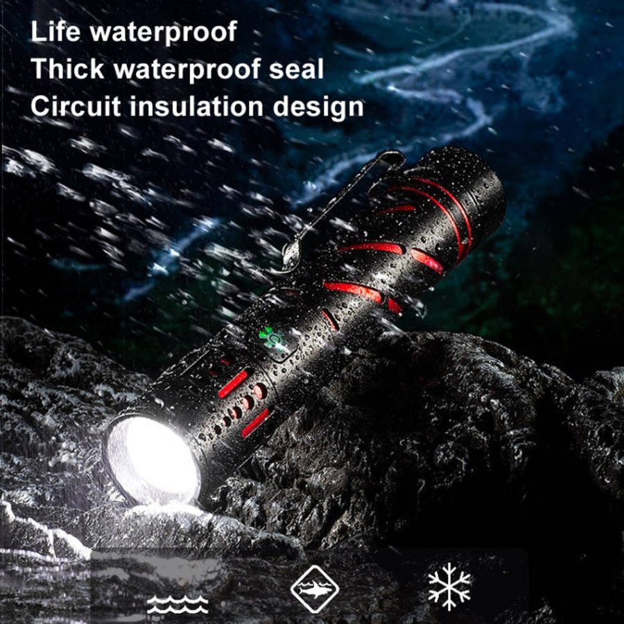 E-SMARTER XQ-S50 Mini Laser Flashlight Retractable Zoom Pen Clip LED Emergency Overhaul Flashligh...