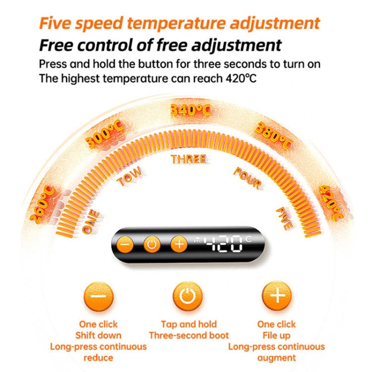 USB Digital Display Charging Soldering Iron Set 5-speed Temperature Adjustable 3 Heads Gray