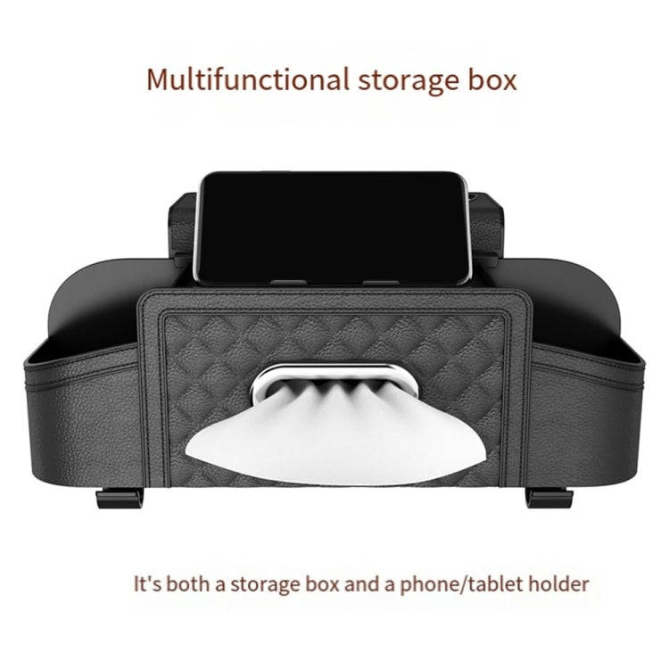 Multifunctional Car Seat Back Tissue Storage Box Hanging Bag(Black)