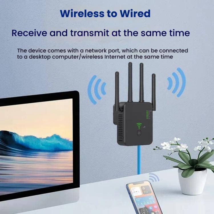 Urant U10 300Mbps 2.4G Wireless Repeater WiFi Signal Amplifier With 4 Antennas US Plug White
