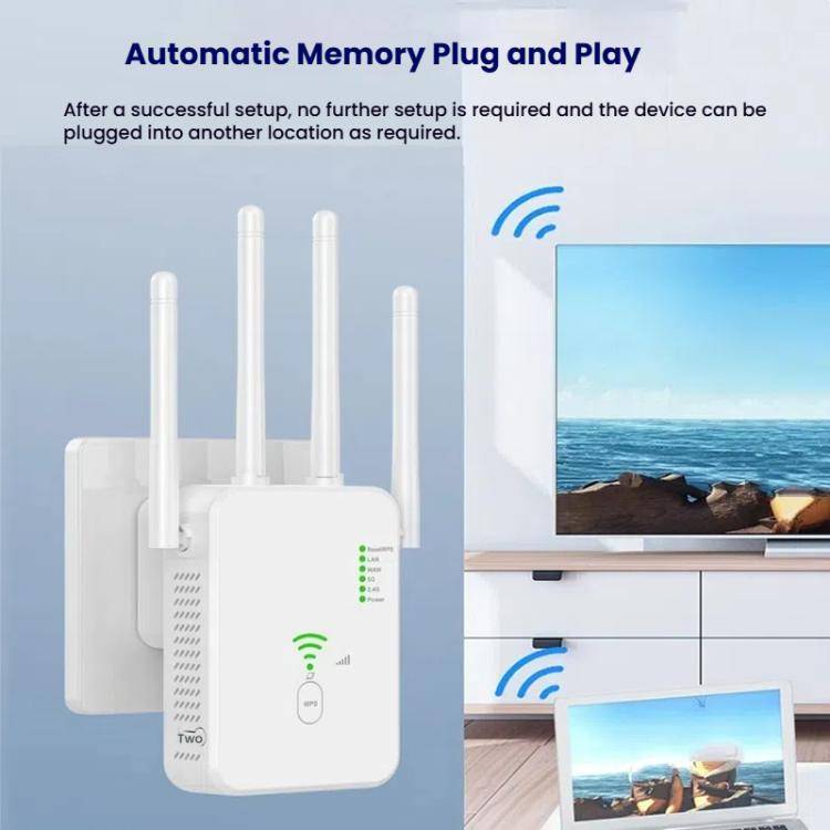 Urant U10 300Mbps 2.4G Wireless Repeater WiFi Signal Amplifier With 4 Antennas US Plug White