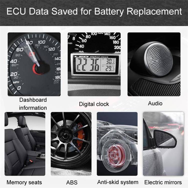 AERMOTOR Car ECU OBD2 Connector Battery Charging Clip Emergency Power Off Protector(Red Black)