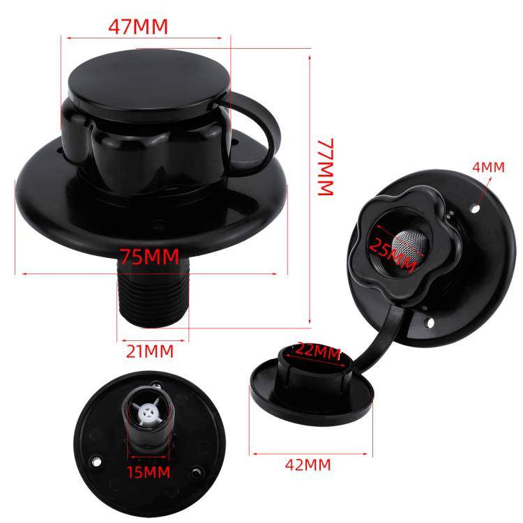 RV Ship Flange Threaded Leak-proof Water Inlet Connector Check Valve, Specifications: Black 1