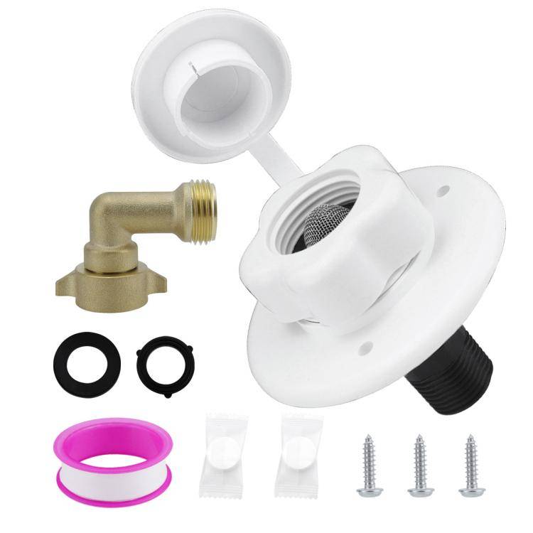 RV Ship Flange Threaded Leak-proof Water Inlet Connector Check Valve, Specifications: White 3