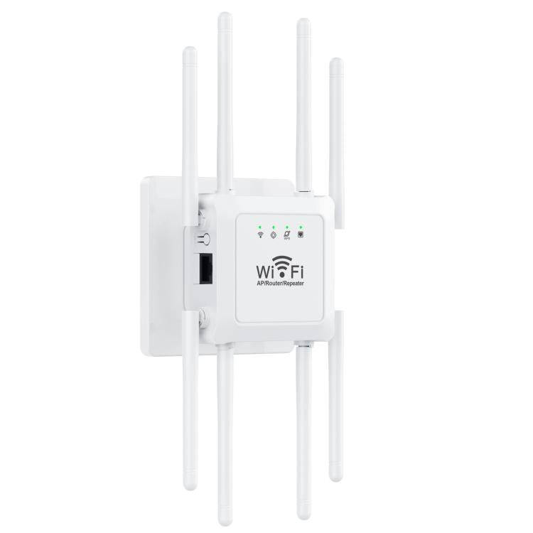 U18 1200Mbps 2.4G & 5G  Wireless Repeater WiFi Signal Amplifier With 8 Antenna EU Plug White