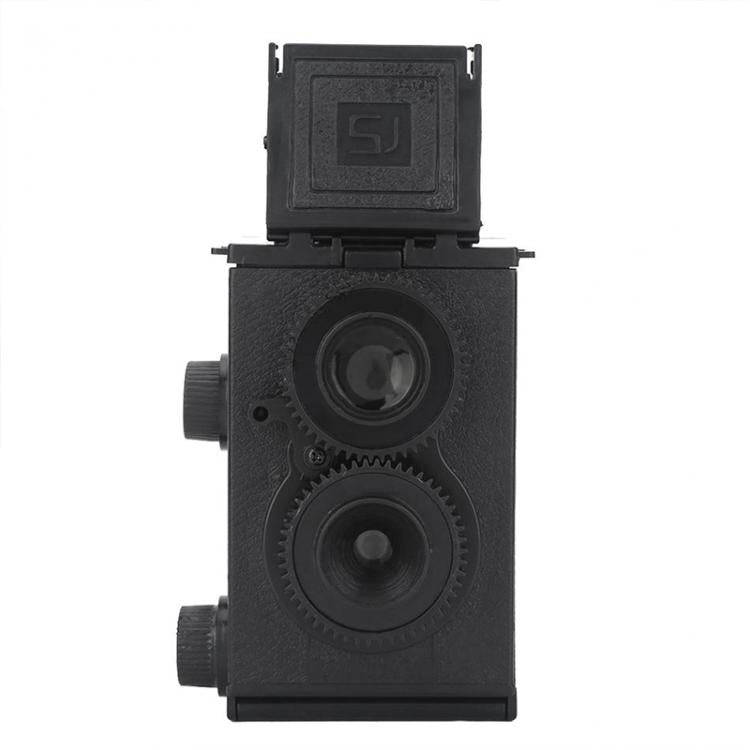 DIY Double Lens Assembly 35mm Film Camera Retro Nostalgic Double Reflection Film Camera(Black)